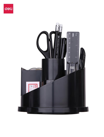 Deli E38251A Rotary Desk Organizer with Stationery