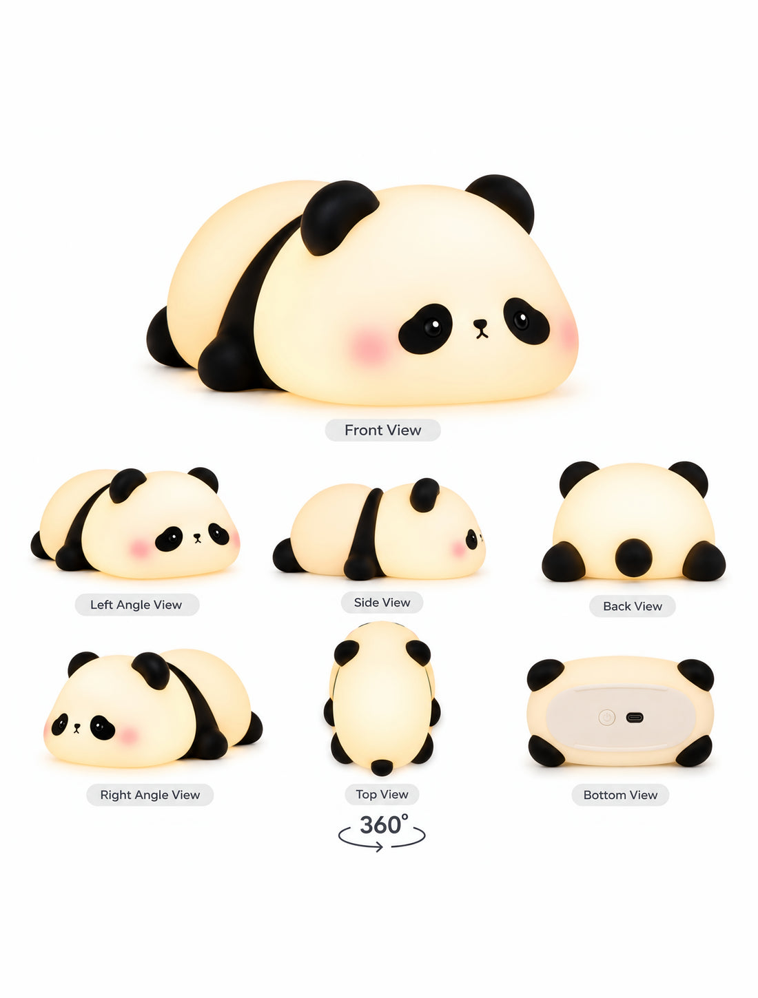 Panda & Bunny LED Night Light Combo  Cute Rechargeable Silicone Lamps (Pack of 2)