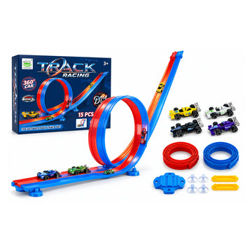 Track Racing 360° Loop Stunt Car Track Set 15 Piece Racing Toy